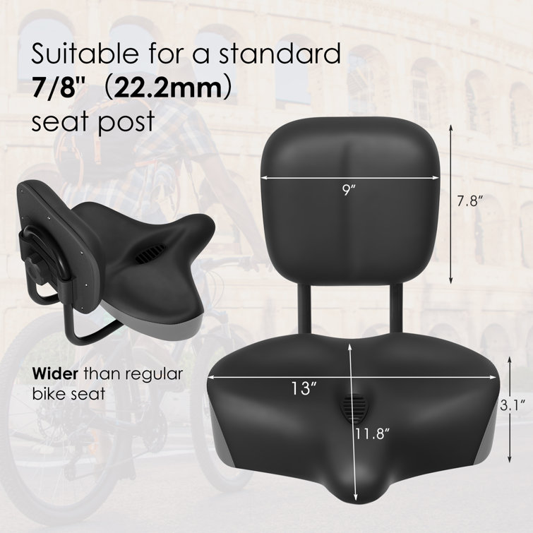 Large bicycle seat with 2024 backrest